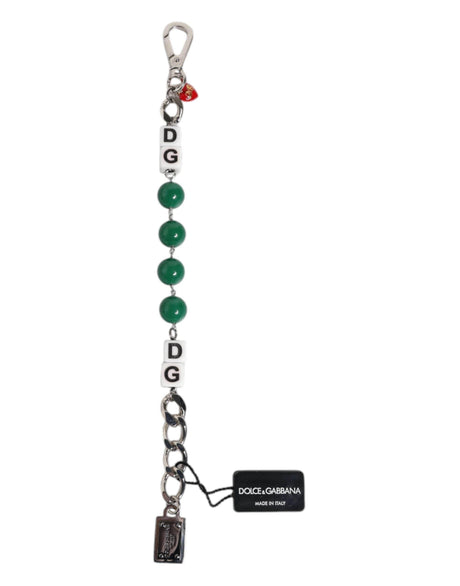 Dolce & Gabbana Silver Tone Brass Bead Dice Logo Embellish Charm Bracelet - Hilstor