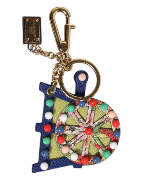 Dolce & Gabbana Multicolor Gold Tone Carretto Keychain Keyring - Hilstor