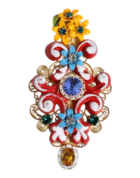 Dolce & Gabbana Multicolor Spring CARRETTO Gold Brass Crystal Hair Clip - Hilstor