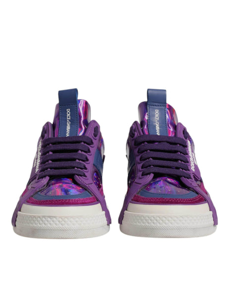 Dolce & Gabbana Purple Leather DG Logo Low Top Sneakers Shoes - Hilstor