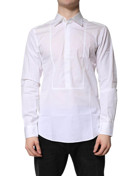 Dolce & Gabbana White Cotton Collared Dress Formal Shirt - Hilstor