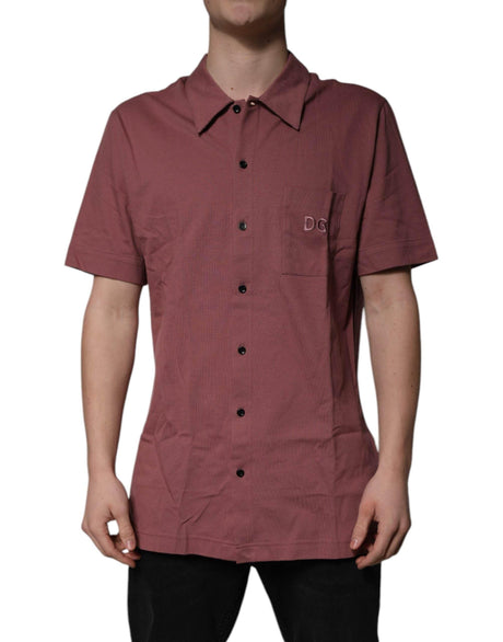 Dolce & Gabbana Dark Pink Button Down Casual Polo Men Shirt - Hilstor