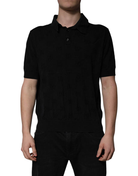 Dolce & Gabbana Black Silk Collared Polo T-shirt - Hilstor