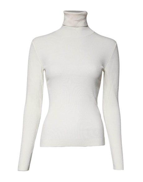 Dolce & Gabbana Cream Long Sleeves Turtleneck Slim Sweater - Hilstor