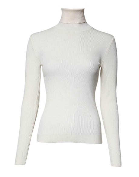 Dolce & Gabbana Cream Long Sleeves Turtleneck Slim Sweater - Hilstor