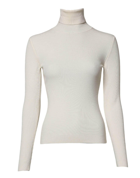 Dolce & Gabbana Cream Long Sleeves Turtleneck Slim Sweater - Hilstor