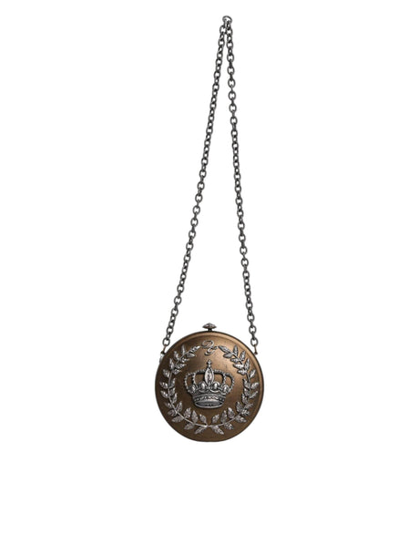 Dolce & Gabbana Gold Brass Metal DG Crown Clutch Crossbody Bag - Hilstor