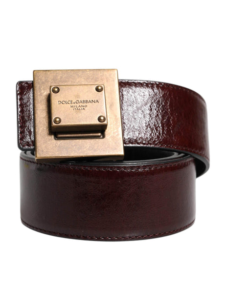 Dolce & Gabbana Brown Leather Gold Metal Buckle Classic Belt - Hilstor
