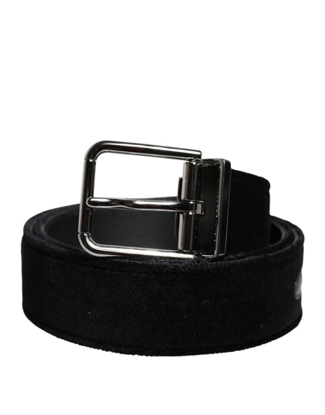 Dolce & Gabbana Black Cotton Silver Tone Metal Buckle Belt - Hilstor