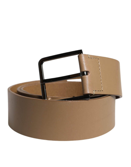 Dolce & Gabbana Brown Leather Classic Metal Logo Buckle Belt - Hilstor