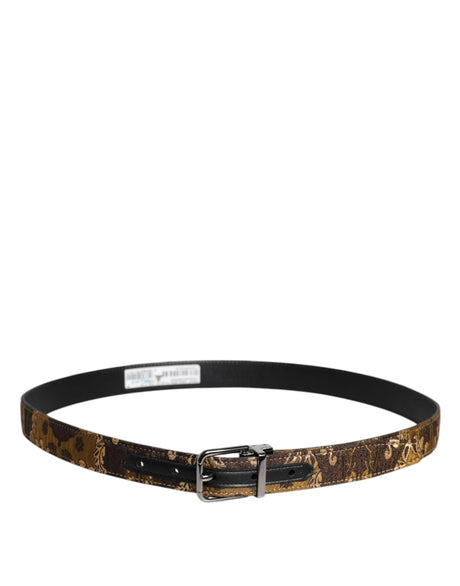 Dolce & Gabbana Multicolor Jacquard Leather Logo Buckle Belt - Hilstor