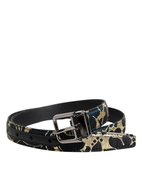 Dolce & Gabbana Multicolor Jacquard Leather Logo Buckle Belt - Hilstor