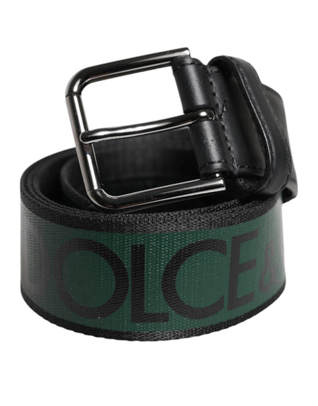 Dolce & Gabbana Green Black Classic Metal Logo Buckle Belt - Hilstor