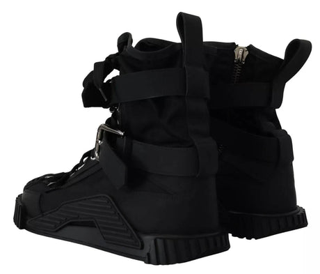 Dolce & Gabbana Black Nylon High Top Sorrento Sneakers Shoes - Hilstor