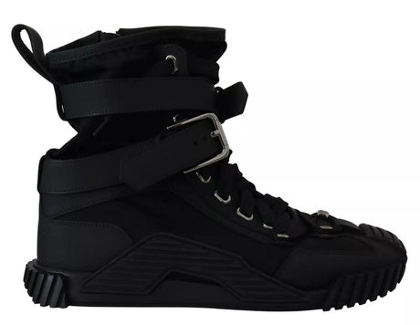 Dolce & Gabbana Black Nylon High Top Sorrento Sneakers Shoes - Hilstor