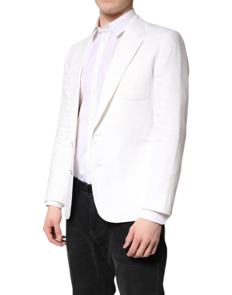 Dolce & Gabbana White Single Breasted Men Coat Blazer Suit - Hilstor