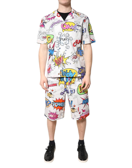 Dolce & Gabbana White Cartoon Print Cotton Men Pajama Set Sleepwear - Hilstor