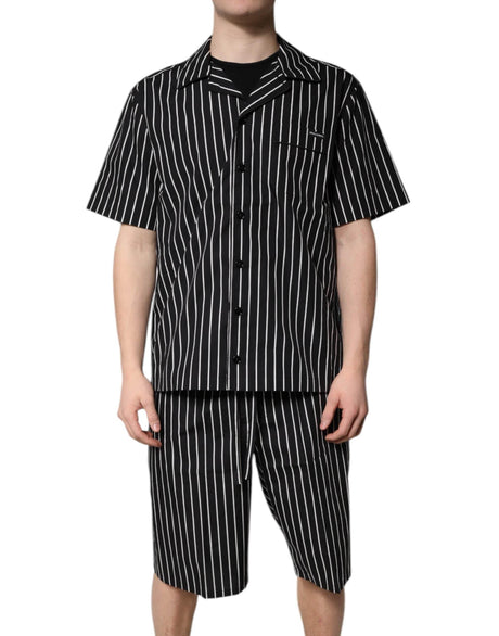Dolce & Gabbana Black White Stripes Cotton Men Pajama Set Sleepwear - Hilstor