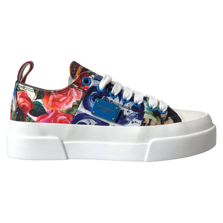 Dolce & Gabbana Multicolor Patchwork Low Top Sneakers Shoes - Hilstor