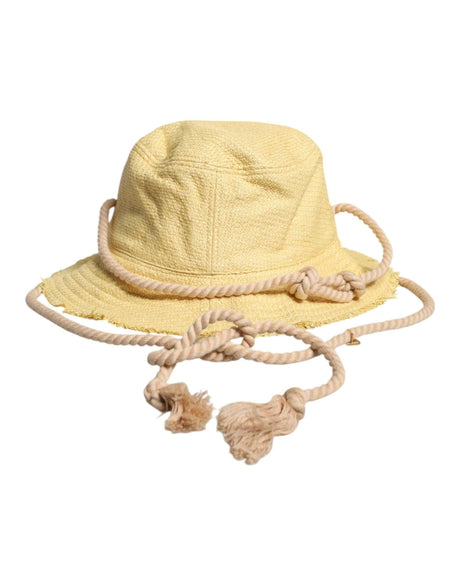 Dolce & Gabbana Yellow Cotton Wide Brim Bucket - Hilstor
