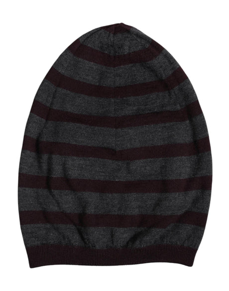 Dolce & Gabbana Gray Striped Wool Knitted Winter Beanie Hat - Hilstor