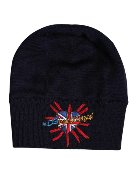 Dolce & Gabbana Black Wool #DGLovesLondon Winter Beanie Hat - Hilstor