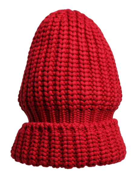 Dolce & Gabbana Red Solid Wool Knitted Winter Beanie Hat - Hilstor