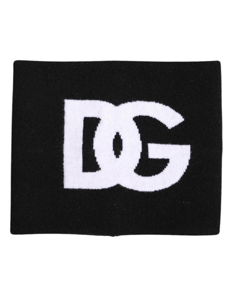 Dolce & Gabbana Black White Logo Print Knitted Neck Warmer Scarf - Hilstor