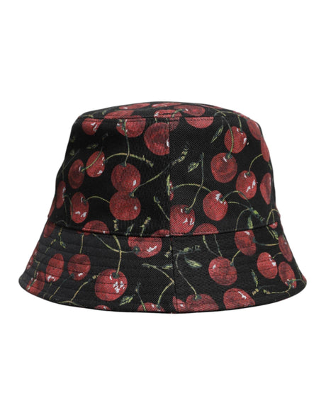 Dolce & Gabbana Black Cotton Printed Wide Brim Bucket Hat - Hilstor
