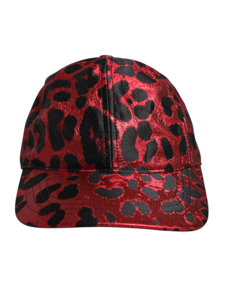 Dolce & Gabbana Red Leopard DG Logo 6 Panels Baseball Cap - Hilstor