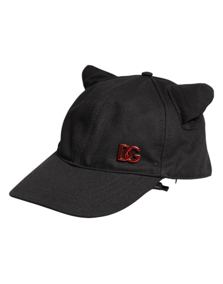 Dolce & Gabbana Black Cotton Logo Patch 6 Panels Baseball Cap - Hilstor