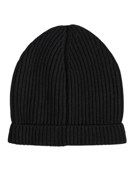 Dolce & Gabbana Black Cashmere Knitted Winter Beanie Hat - Hilstor