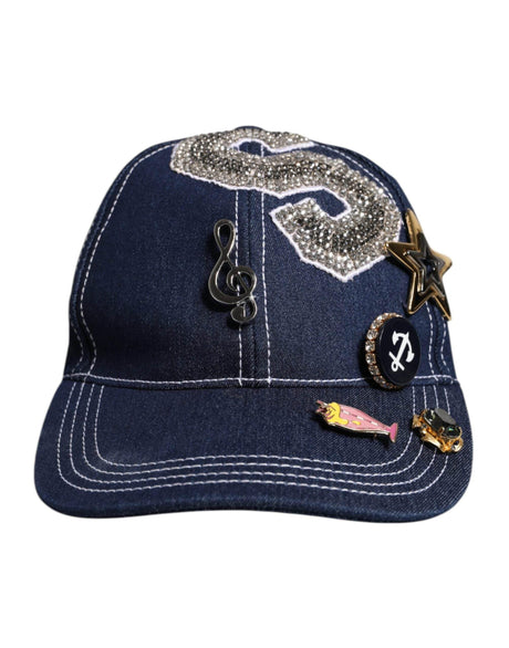 Dolce & Gabbana Blue Crystal Embellishment Baseball Cap - Hilstor