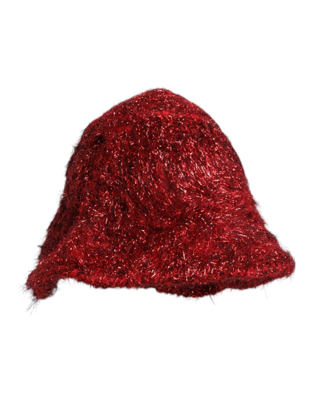Dolce & Gabbana Red Viscose Tinsel Wide Brim Bucket Hat - Hilstor