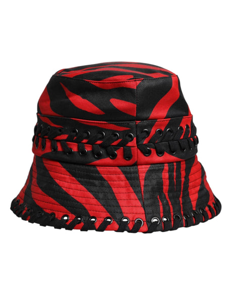 Dolce & Gabbana Black Red Stripe Polyester Wide Brim Bucket Hat - Hilstor