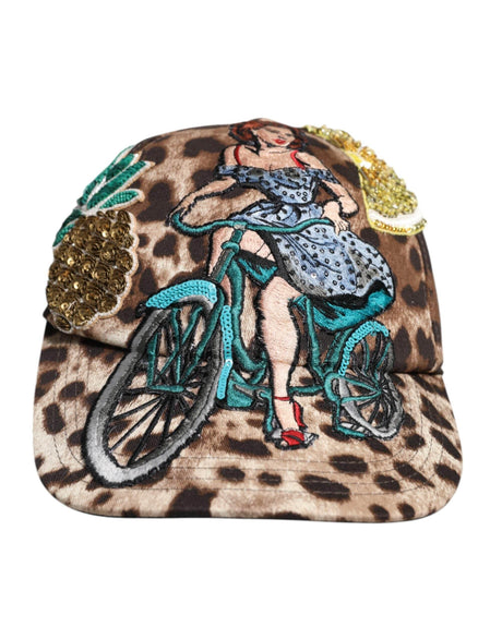 Dolce & Gabbana Brown Leopard Sequin Sicily Baseball Cap - Hilstor