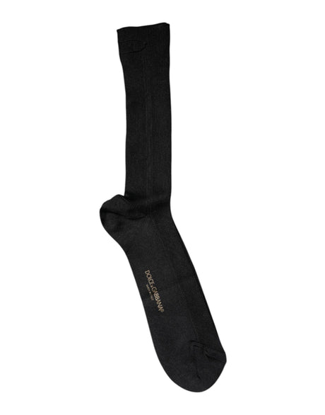 Dolce & Gabbana Black Cotton DG Logo Mid Calf Men Socks - Hilstor
