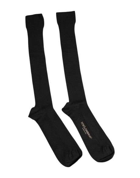 Dolce & Gabbana Black Viscose Logo Over The Calf Socks - Hilstor