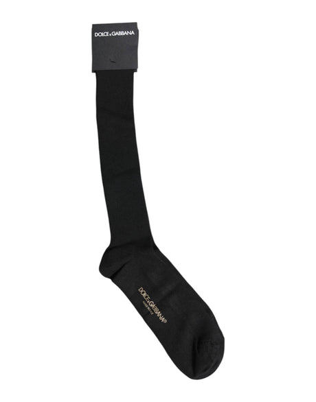 Dolce & Gabbana Black Viscose Logo Over The Calf Socks - Hilstor