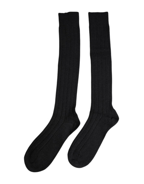 Dolce & Gabbana Black DG Logo Print Over The Calf Socks - Hilstor