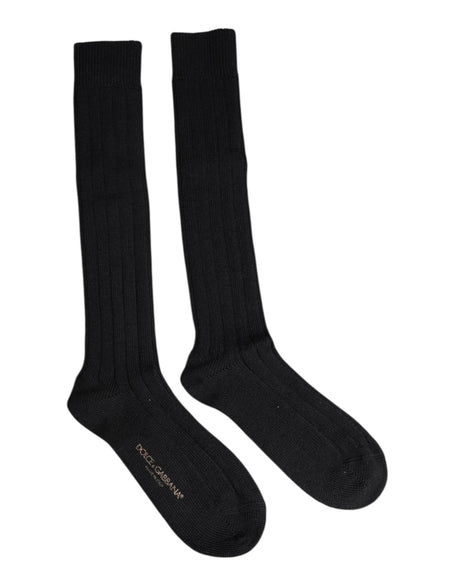 Dolce & Gabbana Black DG Logo Print Over The Calf Socks - Hilstor