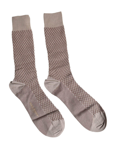 Dolce & Gabbana Brown Solid DG Logo Mid Calf Men Socks - Hilstor