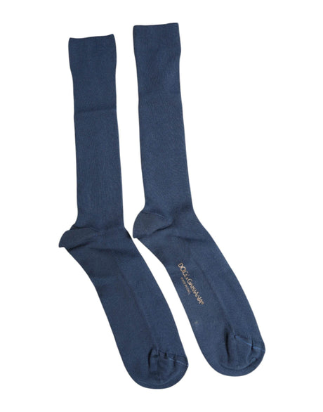 Dolce & Gabbana Blue Cotton DG Logo Over The Calf Socks - Hilstor