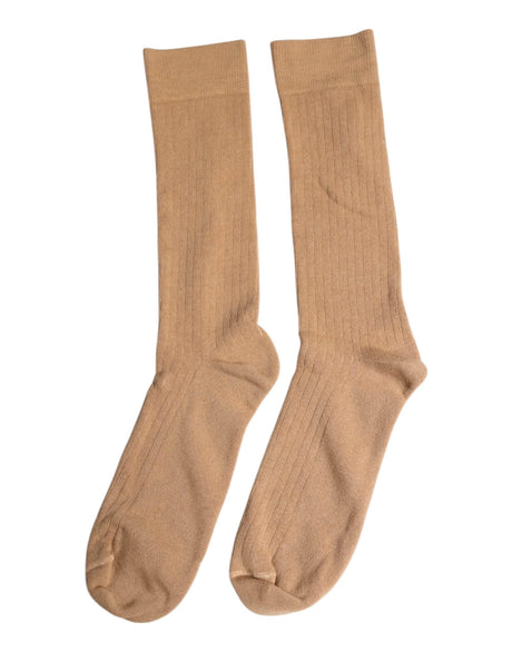 Dolce & Gabbana Brown Solid Cotton Mid Calf Men Socks - Hilstor