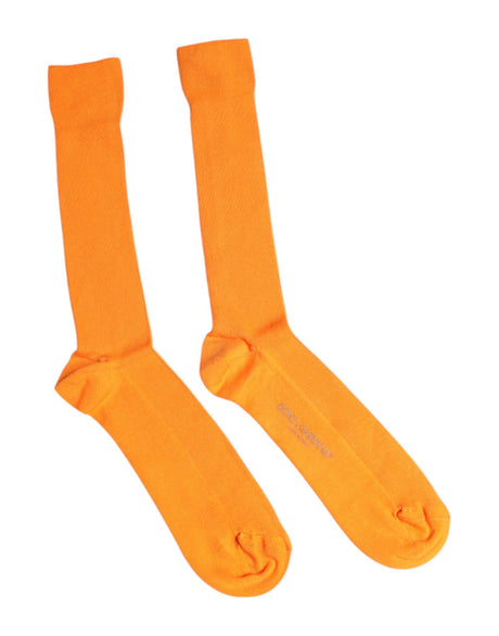Dolce & Gabbana Orange Cotton Logo Over The Calf Socks - Hilstor
