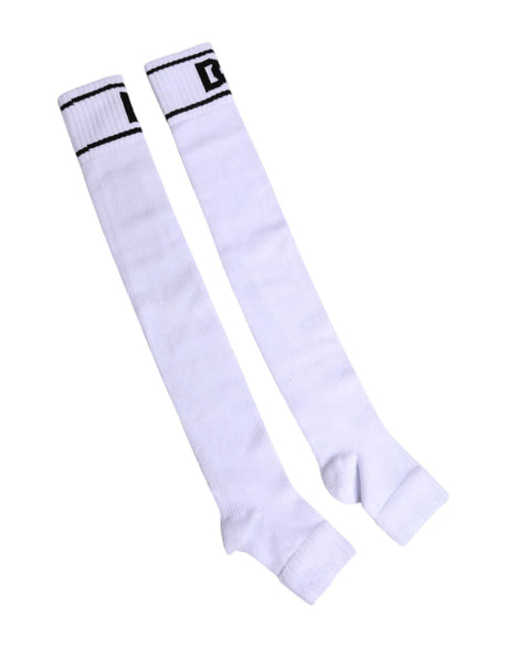 Dolce & Gabbana White Cotton DG Logo Print Open Toe Socks - Hilstor