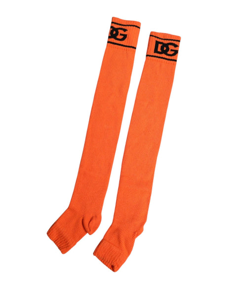 Dolce & Gabbana Orange Cotton DG Logo Print Open Toe Socks - Hilstor