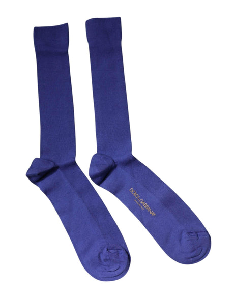 Dolce & Gabbana Purple Cotton Logo Over The Calf Socks - Hilstor