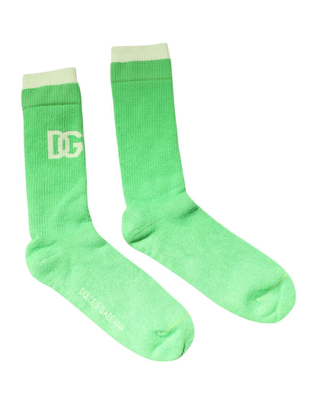Dolce & Gabbana Green DG Logo Mid Calf Men Nylon Socks - Hilstor