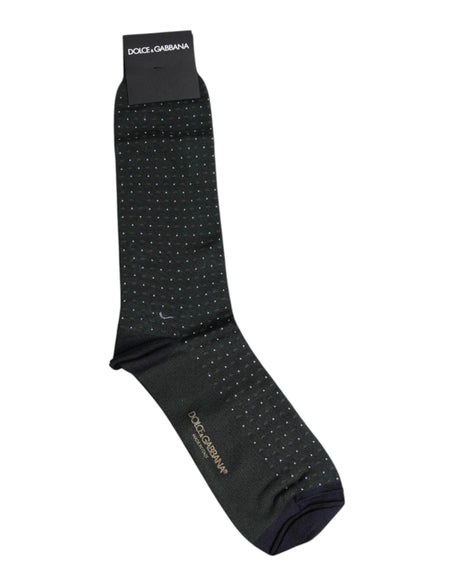 Dolce & Gabbana Black Polka Dots Cotton Mid Calf Socks - Hilstor